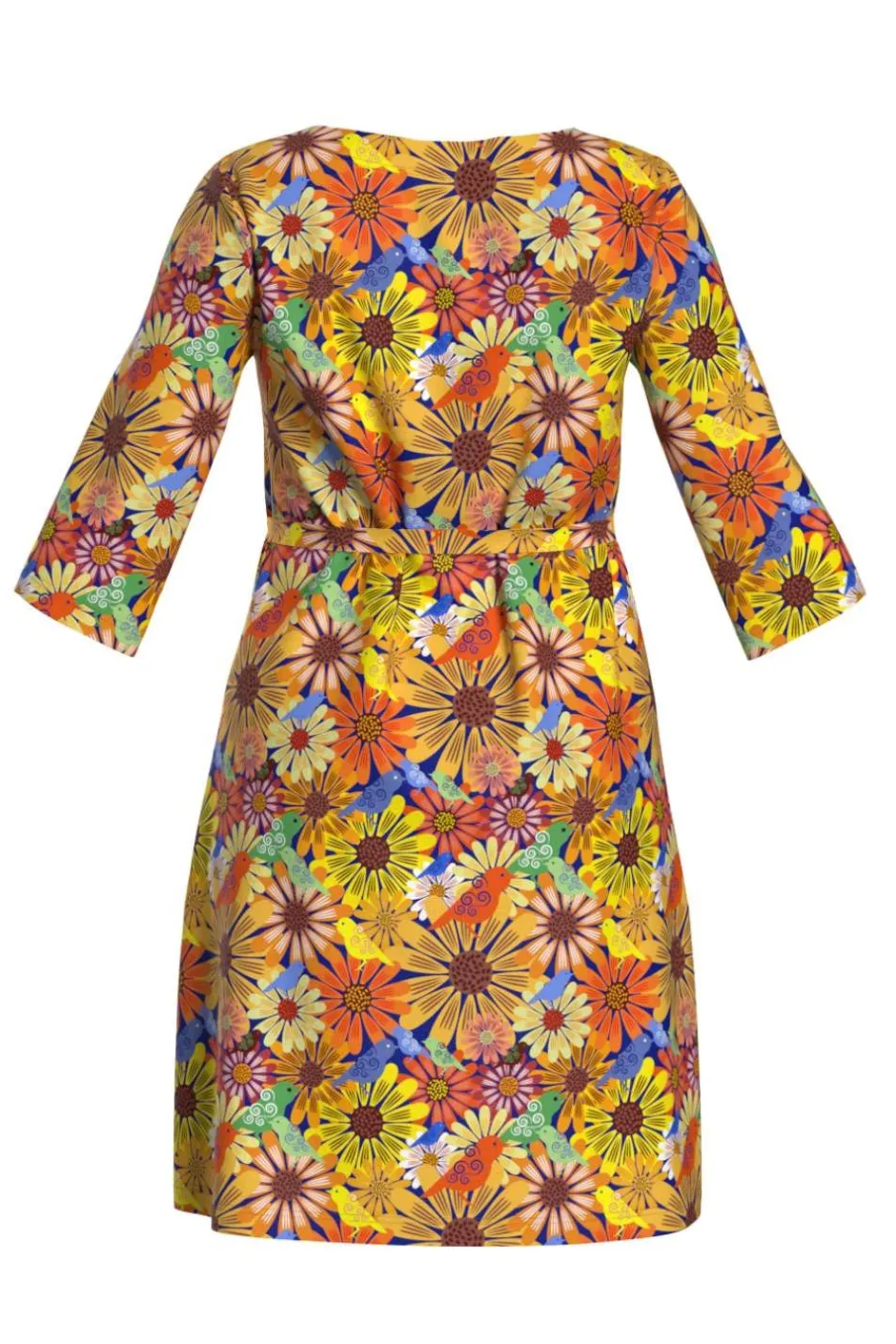 Outlet Doris klänning Fågeltivoli Senap Klänningar