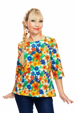 Sale Ekologiskt trikåtyg Blomster Orange Tyg