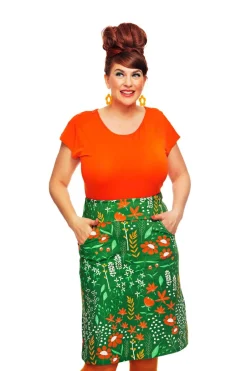 Online Majken kjol Bladverk Grön Kjolar