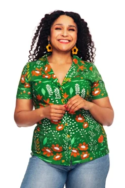 New Margit blus Bladverk Grön Toppar