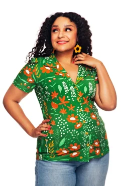 New Margit blus Bladverk Grön Toppar