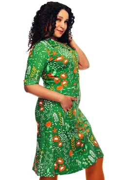 Discount Monica klänning Bladverk Grön Klänningar