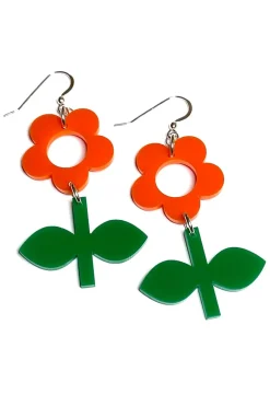 Discount Örhängen Blom Apelsin/Basilika liten Örhängen