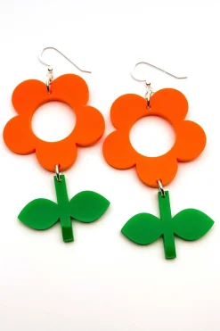 Discount Örhängen Flora Apelsin/Basilika stor Örhängen