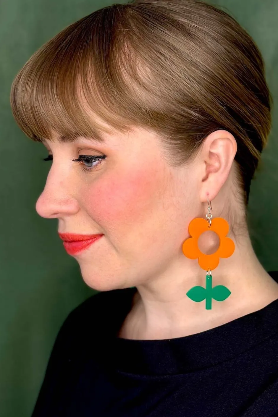 Discount Örhängen Flora Apelsin/Basilika stor Örhängen