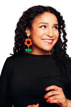 Discount Örhängen Flora Apelsin/Basilika stor Örhängen