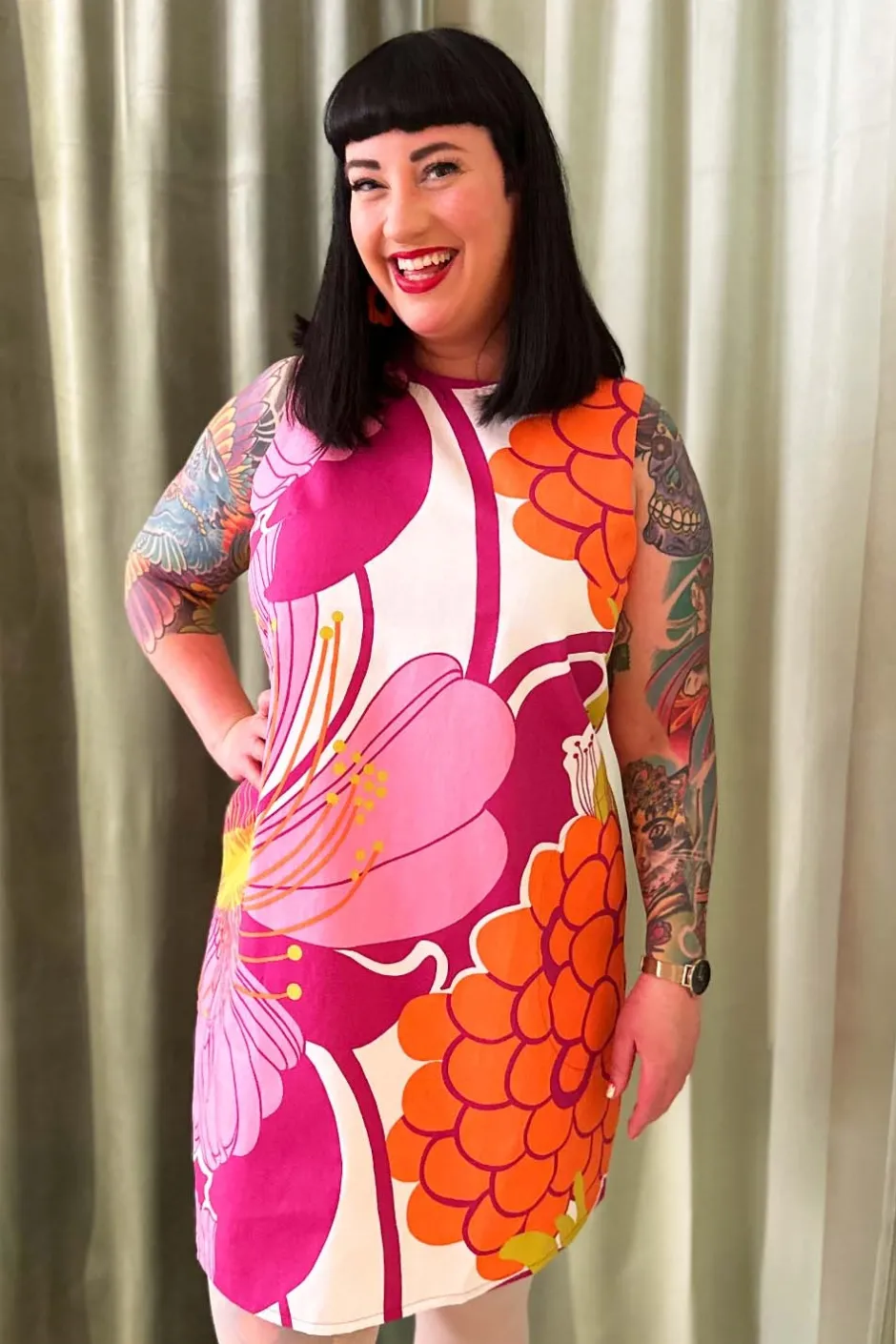 Best Rut klänning Retro rosa Klänningar