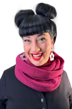 New Slätstickad tubsjal Cerise Halsdukar & Sjalar