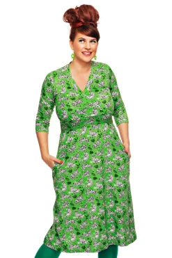 Online Vera klänning Tigrar Grön Klänningar